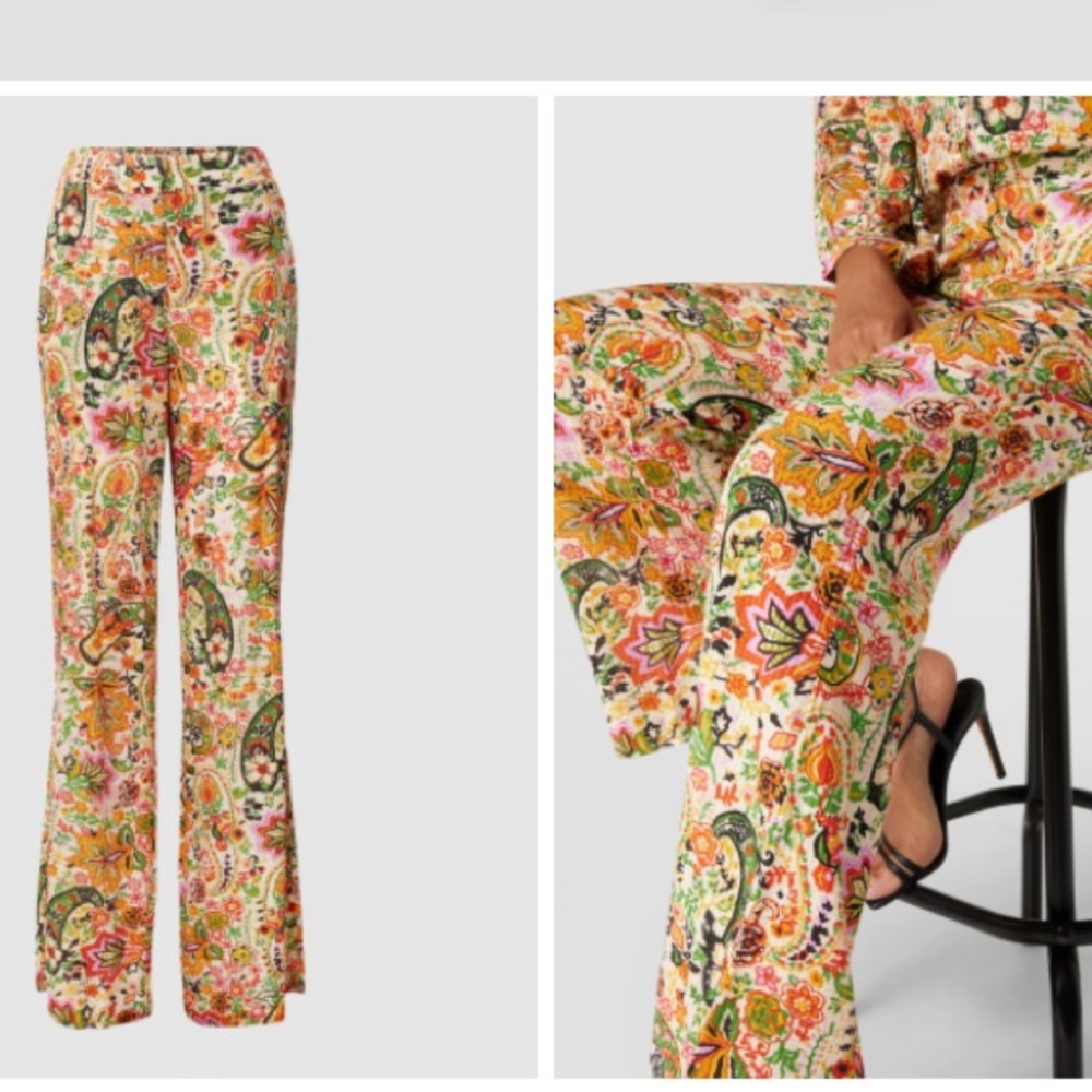 ba&sh Floral Paisley Wide-Leg Pants in Multi-Color